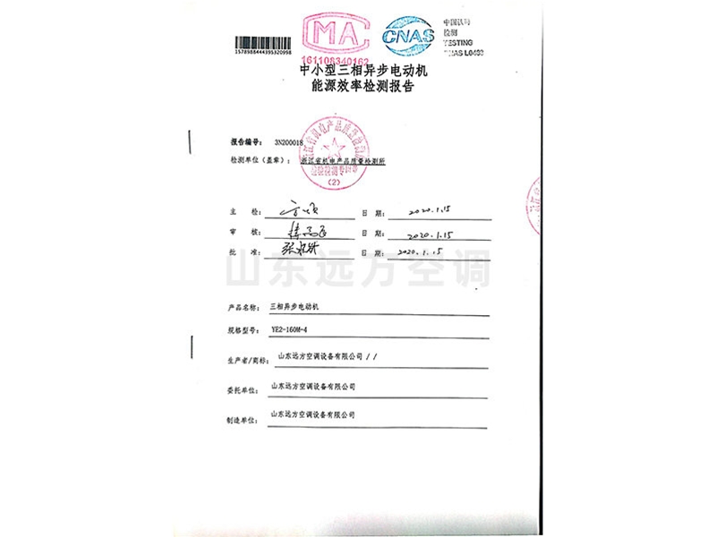 中小型三相異步電動(dòng)機(jī)能源效率檢測(cè)報(bào)告